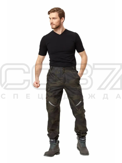 Брюки-джоггеры летние Armor цв.хаки.чёрный тк.смесовая 1