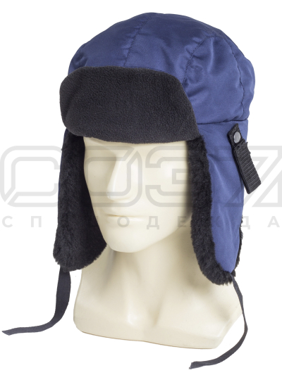 Шапка-ушанка Норденд цв.синий тк.полиэстер иск.мех 1
