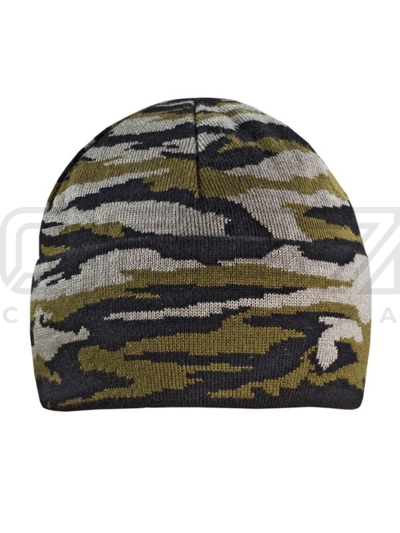 Шапка вязаная Winter 2-х нитка с отворотом ут.флис цв.кмф зелёный тк.акрил 1