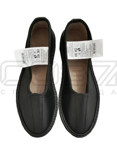 тапочки кожа подошва порист рез. черные-1